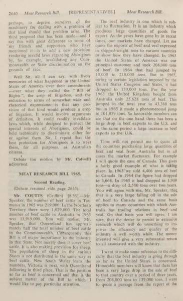 Page 6 of 6 Parliamentary debates, Constitution Alteration Bill (Parliament) 1965 and Constitution Alteration Bill (Repeal of Section 127) Bill 1965. Robert Menzies, Second Reading speech, House of Representatives, 11 November 1965.