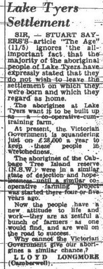 The writer of this Letter to the Editor put the argument that Lake Tyers should be developed along cooperative lines.