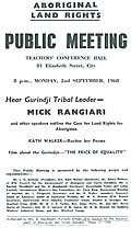 Leaflet advertising land rights meeting, Brisbane, 1968