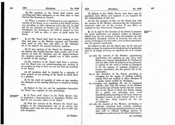 Pages 2 of 4 Aborigines Act 1957, Victoria. An Act relating to the Aboriginal Natives of Victoria, and for other purposes. 11 June 1957.