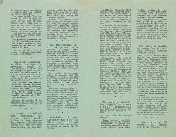 Page 2 of 3 The Communist Party of Australia played a supportive role in the 'Save Lake Tyers' campaign.