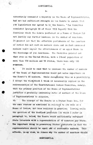 Page 4 of 18 (note pages 19-21 are related documents) Confidential for Cabinet, Submission no. 660 Constitutional amendments: sections 24 to 27, 51 (xxvi), 127 Attorney-General Bill Snedden puts the case for the amendment of section 51 (xxvi) and the repeal of section 127 and for these changes to be put at referendum with proposed changes to the number of parliamentarians.