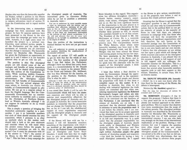 Page 7 of 9 Parliamentary debates, Constitution Alteration (Aborigines) Bill 1966. William Wentworth, Second Reading Speech, House of Representatives, 10 March 1966.