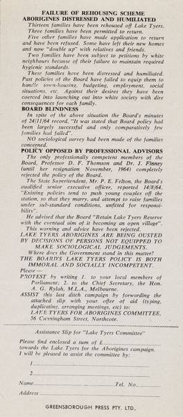 Page 3 of 3 The Lake Tyers Committee produced this brochure in 1965 as a part of its campaign to increase community support.