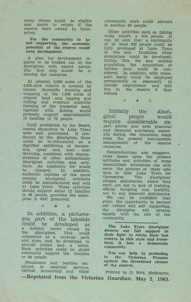Page 3 of 3 The Communist Party of Australia played a supportive role in the 'Save Lake Tyers' campaign.