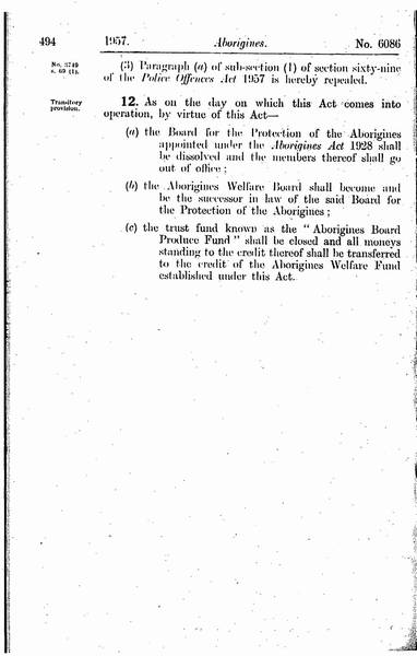 Page 4 of 4 Aborigines Act 1957, Victoria. An Act relating to the Aboriginal Natives of Victoria, and for other purposes. 11 June 1957.