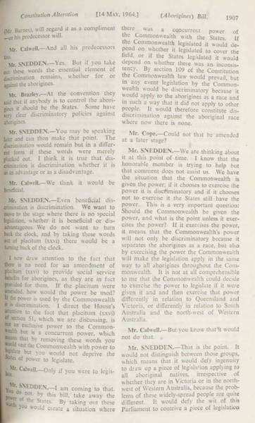 Page 6 of 17 Parliamentary debate, Constitution Alteration (Aborigines) Bill 1964. Arthur Calwell, Second reading speech, House of Representatives, 14 May 1964.