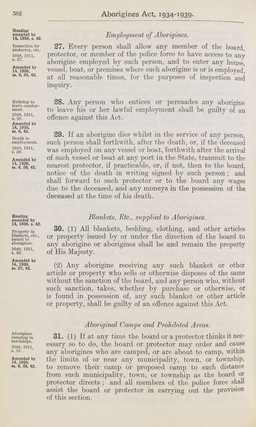Page 12 of 21 Aborigines Act, 1934-1939, being Aborigines Act, 1934, No. 2154 of 1934 (assented to 18 October 1934) as amended by Aborigines Act Amendment Act, 1939, No. 14 of 1939 (assented to 22 November 1939). An Act to consolidate certain Acts relating to the protection and control of the aboriginal and half-caste inhabitants of South Australia.