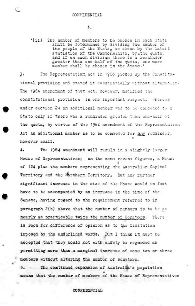 Page 2 of 18 (note pages 19-21 are related documents) Confidential for Cabinet, Submission no. 660 Constitutional amendments: sections 24 to 27, 51 (xxvi), 127 Attorney-General Bill Snedden puts the case for the amendment of section 51 (xxvi) and the repeal of section 127 and for these changes to be put at referendum with proposed changes to the number of parliamentarians.