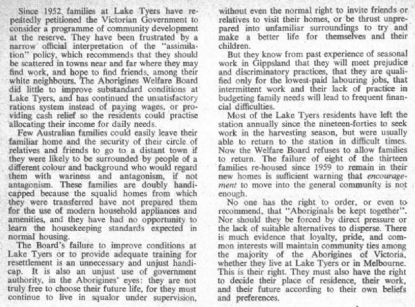 Page 2 of 2 In this article, anthropologist Dr Diane Barwick opposed the plan to move residents and sell Lake Tyers.